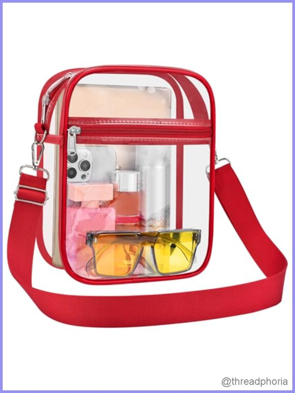 Clear Stadium Approved Crossbody Messenger Bag with Adjustable Strap